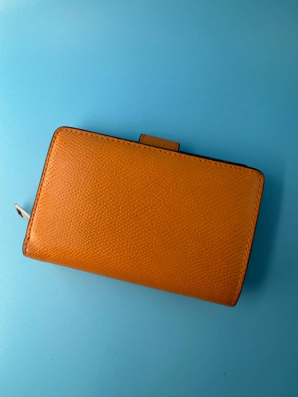 Coach Tangerine Orange Compact Wallet Zip Flaw Project Snap ID Card Holder - Picture 5 of 9